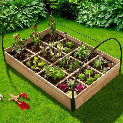 Idmarket MARKET Carré potager 12 compartiments avec housse