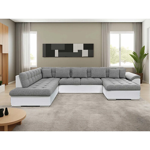 Bestmobilier Chuck - canapé panoramique d'angle gauche XXL - convertible avec coffre - 7 places