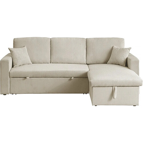 Habitat Et Jardin Canapé d'angle convertible en velours côtelé Alain - 3 places - Beige