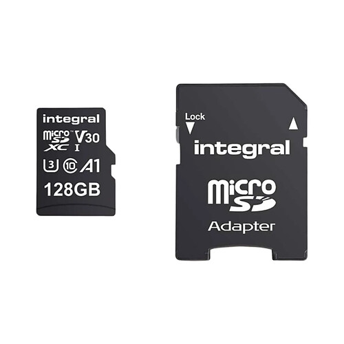 Integral Carte Mémoire MicroSDHC/XC V30 UHS-I U3 Haute Vitesse 128GB Noir