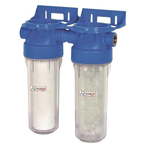 Ribimex Filtre à eau double filtration anti-boue et anticalcaire