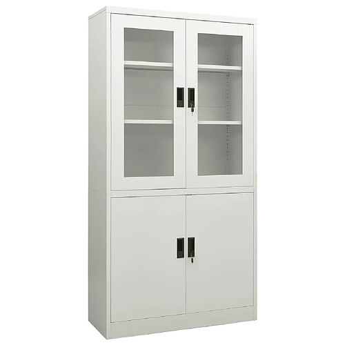 vidaXL Armoire de bureau Gris clair - Acier