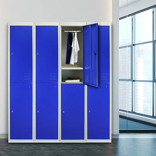 Monstershop Casier de Rangement Bleu & Gris 2 Portes