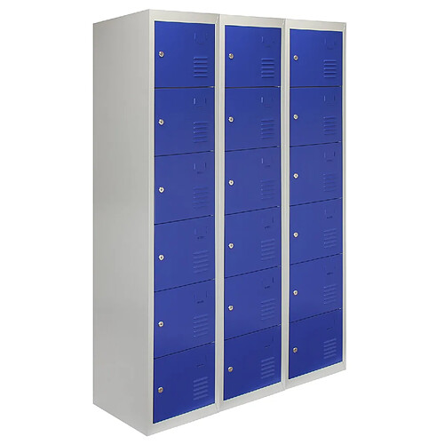 Monstershop 3 x Casier en Métal de Rangement - 6 Portes Bleu