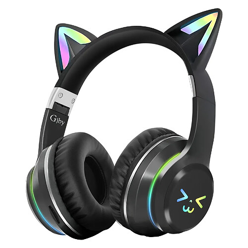 Avizar Casque Bluetooth Oreilles de Chat - Noir