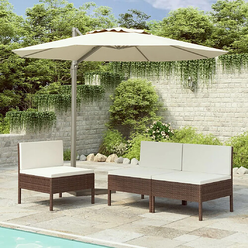 vidaXL Chaises de jardin lot de 3 avec coussins