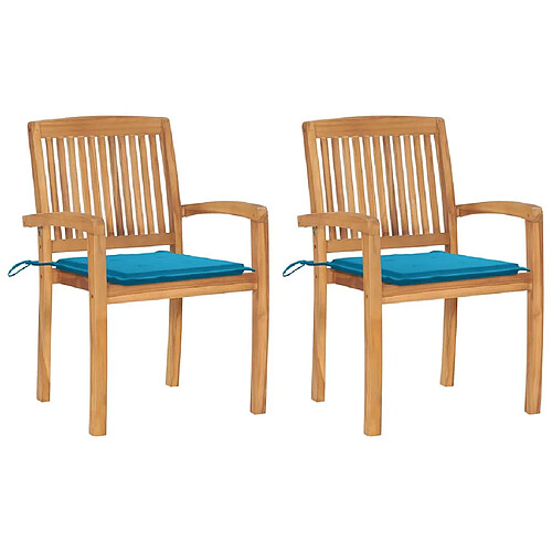 vidaXL Chaises de jardin lot de 2 - Bois de teck massif