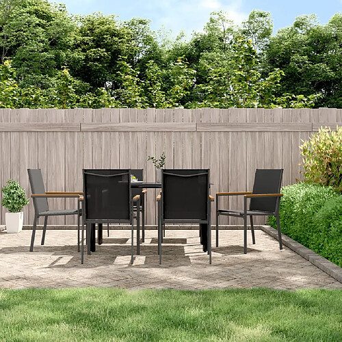 VidaXL Chaises jardin - Textilène noir