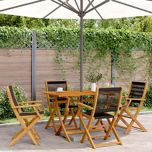 Vidaxl Chaises pliantes de jardin - Bois d'acacia massif noir (lot de 4)