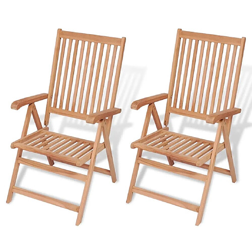 vidaXL Chaises inclinables et pliantes lot de 2 - Bois de teck