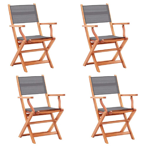 vidaXL Chaises pliables de jardin - Gris - Eucalyptus - Lot de 4