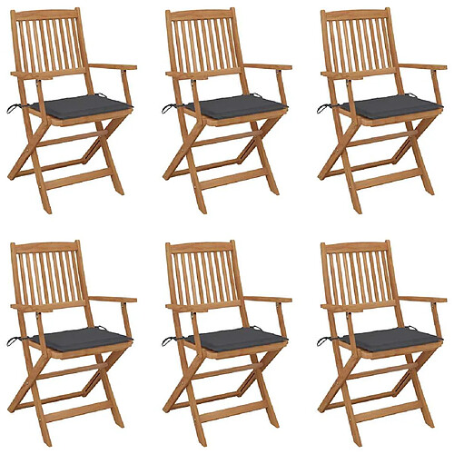 vidaXL Chaises pliables de jardin - Lot de 6 - Acacia
