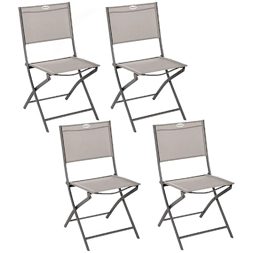 Toilinux Lot de 4 Chaises de jardin pliables Modula - Taupe et gris