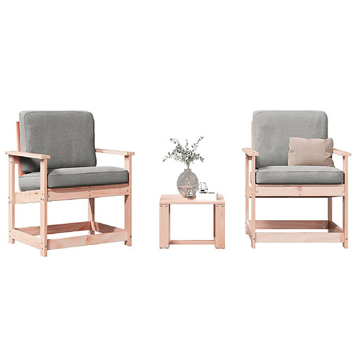 vidaXL Salon de jardin 3 pcs bois massif