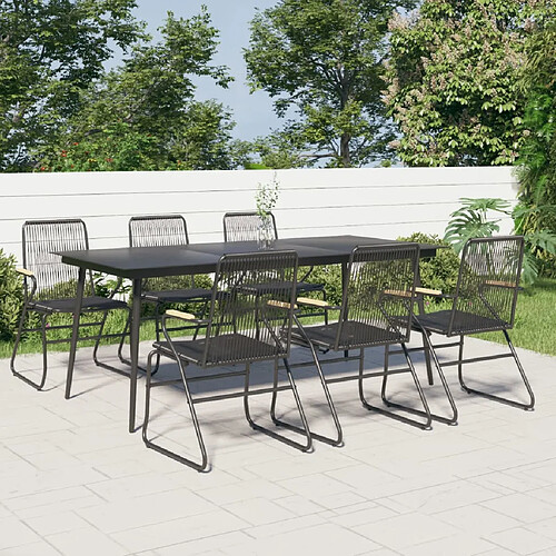 vidaXL Ensemble à manger de jardin 7 pcs - Noir