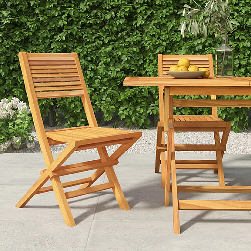 vidaXL Chaises de jardin pliantes - Lot de 2 - Teck massif
