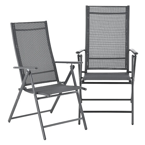 En.casa Chaises de jardin pliables - Gris foncé