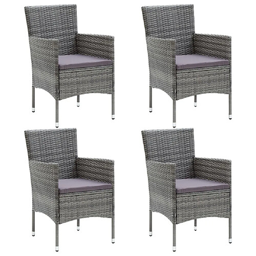 vidaXL Chaises à manger de jardin - Lot de 4 - Gris
