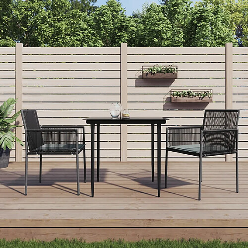 vidaXL Chaises de jardin et coussins - Lot de 2 - Noir
