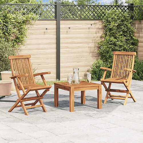 vidaXL Chaises pliables de jardin - Bois de teck solide
