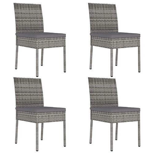 vidaXL Chaises de jardin - Lot de 4 - Résine tressée grise