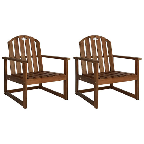 vidaXL Chaises de jardin - Lot de 2 - Bois d'acacia solide