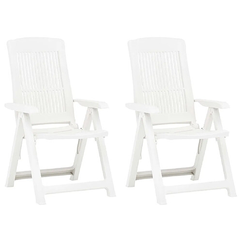 vidaXL Chaises inclinables - Ensemble de 2 - Plastique blanc