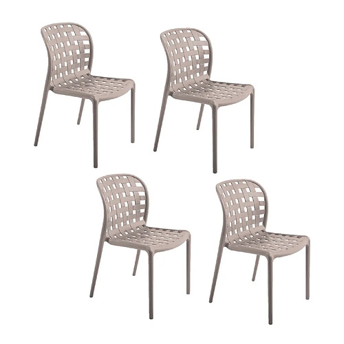 Toilinux Lot de 4 chaises de jardin en polypropylène Sienne - Gris