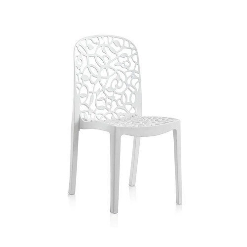 Pegane Lot de 6 chaises de jardin empilables - Blanc