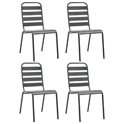 vidaXL Chaises d'extérieur - Lot de 4 - Gris foncé