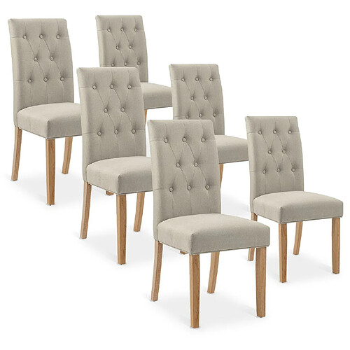 NC Gaya - Lot de 6 Chaises - Beige Tissu