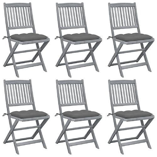 vidaXL Chaises pliables d'extérieur - Lot de 6 - Gris