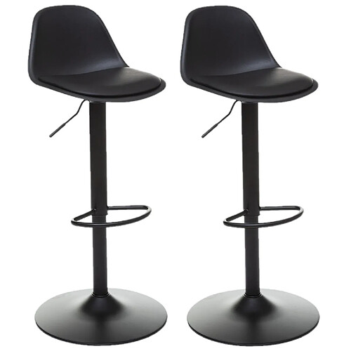 Toilinux Lot de 2 Chaises de bar Aiko en polypropylène ajustable - Noir