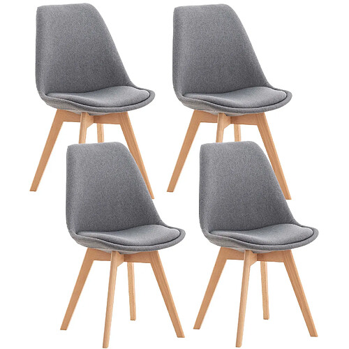 Decoshop26 Lot de 4 Chaises - Tissu Gris Clair Pieds Bois