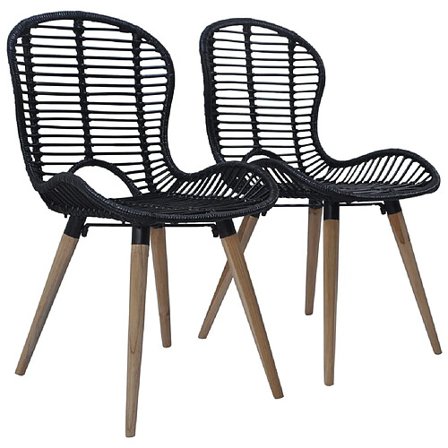 vidaXL Chaises rotin - Noir