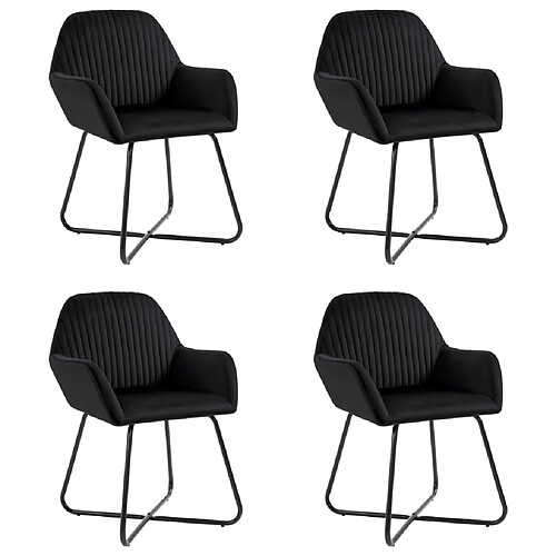 DécoShop26 Chaises velours noir (Lot de 4)