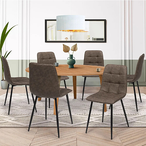Idmarket Chaises MILA PU Marron (x6)