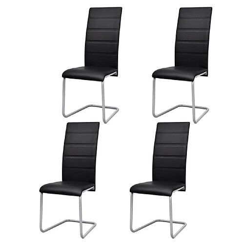 VidaXL Chaises noir similicuir (lot de 4)