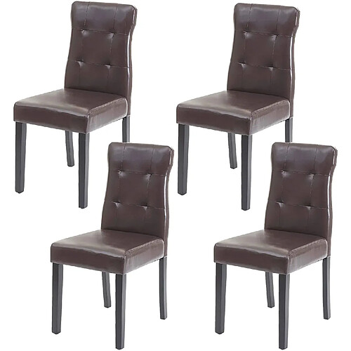 Decoshop26 Chaises en synthétique - Marron (Lot de 4)