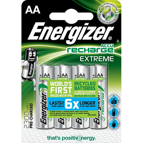 pile rechargeable - energizer rech extreme - aa - 2300 mah - x4 - energizer 416893