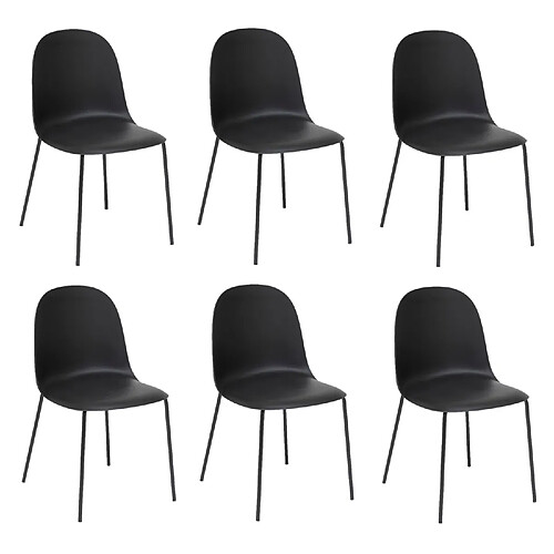 Toilinux Lot de 6 chaises ASAN - Noir