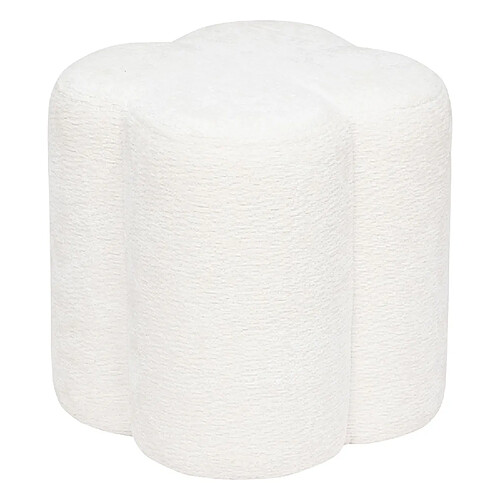 Atmosphera Pouf fleur en tissu chenille LAVON - Blanc