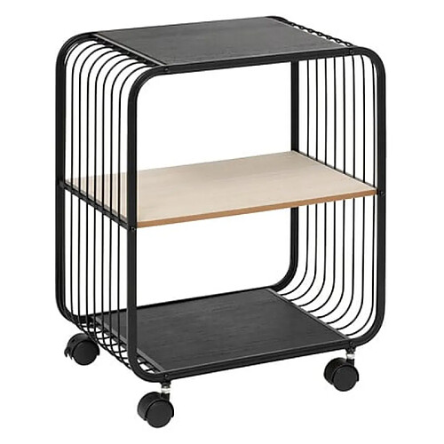 Five Simply Smart Étagère à roulettes 2 niveaux en métal et bois - Noir