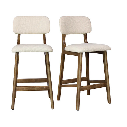 Moloo Lot de 2 tabourets de bar bois et tissu - Écru