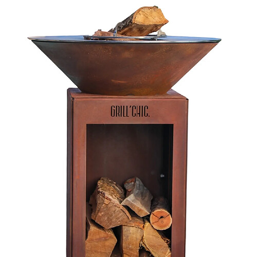 GRILL CHIC AUVERGNAT Simple Cuve Corten - Brasero bois intégré