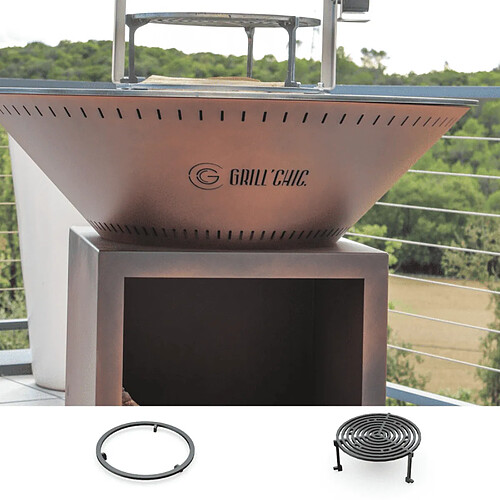 Grill Chic Pack Découverte - Brasero Classique Double Cuve Acier - Imitation Corten
