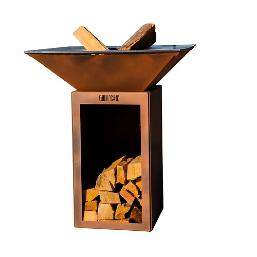 Grill Chic Cévenol Double Cuve Aluminium - Brasero avec Rangement Bois