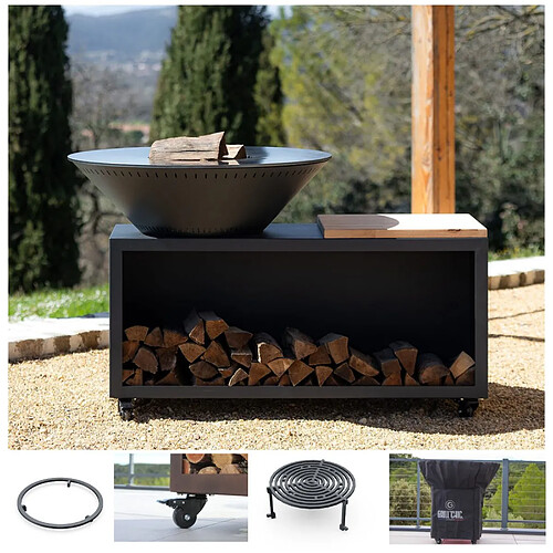 Grill Chic Pack Printemps - Brasero Traditionnel Double Cuve Acier - Anthracite