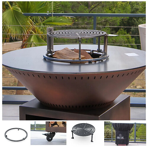 Grill Chic Pack Printemps - Brasero Classique Double Cuve Acier - Imitation Corten
