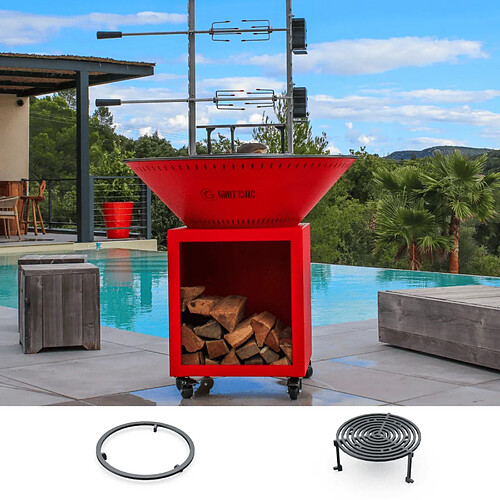 Grill Chic Pack Découverte - Brasero Classique Double Cuve Acier - Rouge